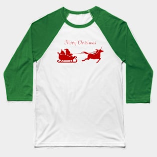 Simple Design of Unicorn Pulling Santa's Sleigh Baseball T-Shirt